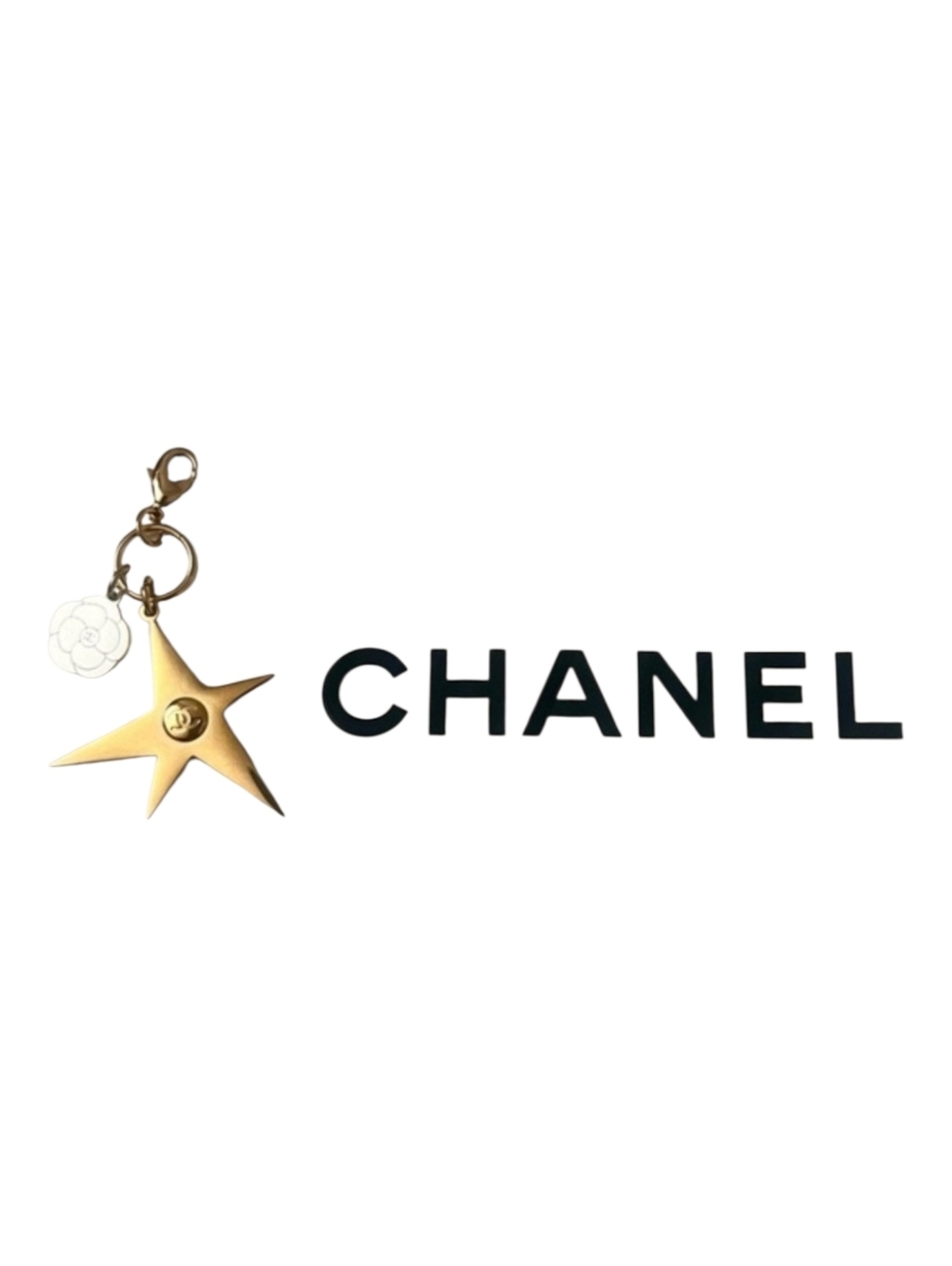 CHANEL Holiday Release Charm Gold Star Silver Camillia Flower Charm Keychain